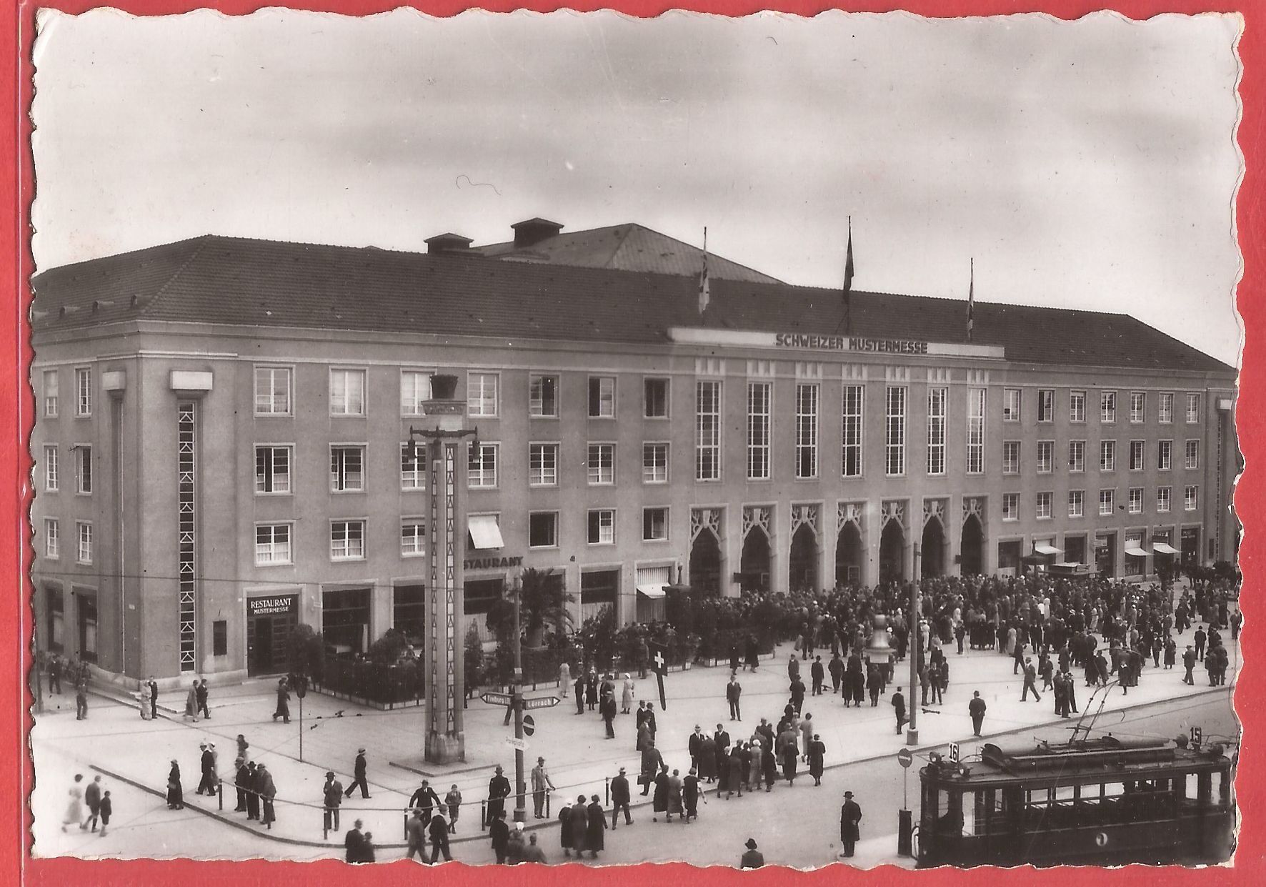 Cartoline postali: Basel - Mustermesse mit Tram - 1944 – Usato da Fislisbach venduto da Porano