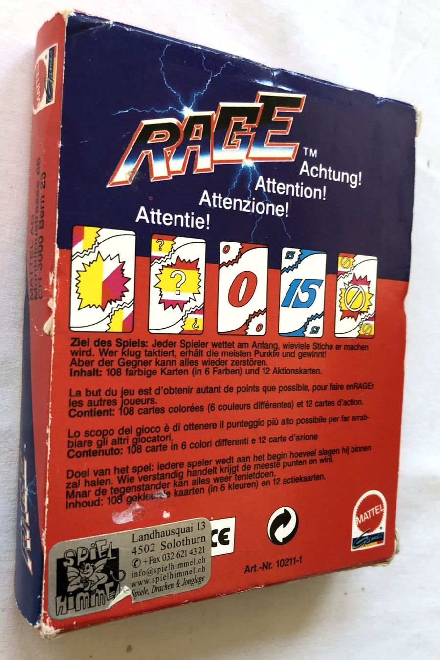 Mattel Giochi: RAGE - Kartenspiel - Mattel - 1992 – Usato da Schaffhausen venduto da durruti 4