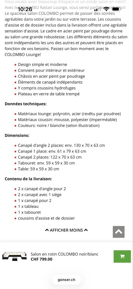 Divani: Salon de jardin  – Usato da St-Maurice venduto da Sunsunsun 2