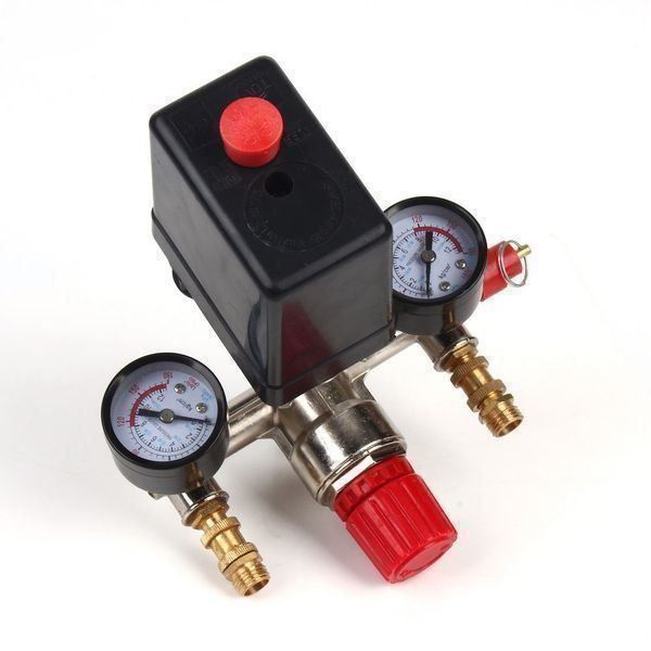 Produktbild von Druckregler Für Luftkompressor – 0,8 MPa, Zinklegierung, Mit Manometer Und Anschlüssen