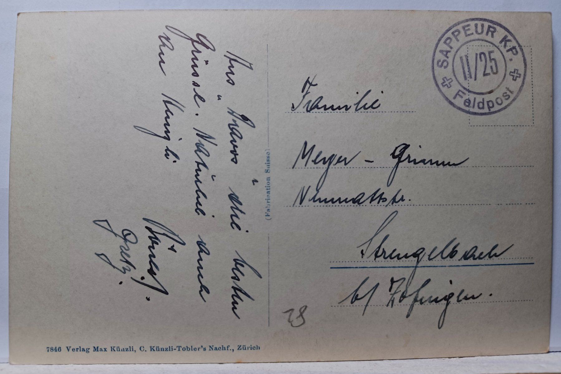 Cartoline postali: GR, Chur, Feldpost, SAPPEUR KP. II/25 – Usato da Aarau Rohr venduto da mgvw 1