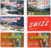 Swiss tel / SWIZZ / TATOOMON - 6  Prepaid Telefonkarten