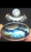 Labrodorit+Mondstein Anhänger Silber