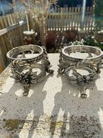 2 Zahnglashalter aus Zinkguss floral versilbert