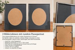 2 elegante Bilderrahmen mit ovalem Passepartout
