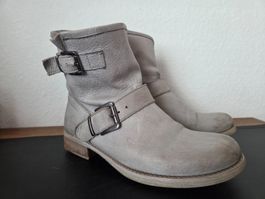 Handmade Stiefeletten Leder grau