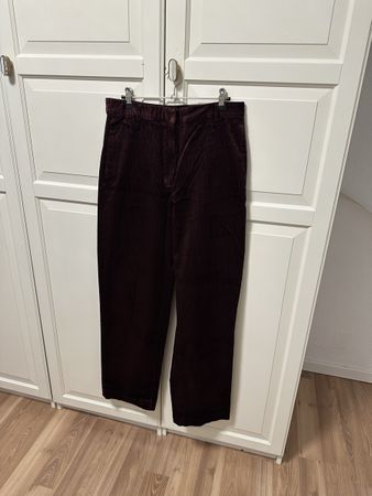 Massimo Dutti Samthose, Grösse 40, Weinrot, Herbst-Look