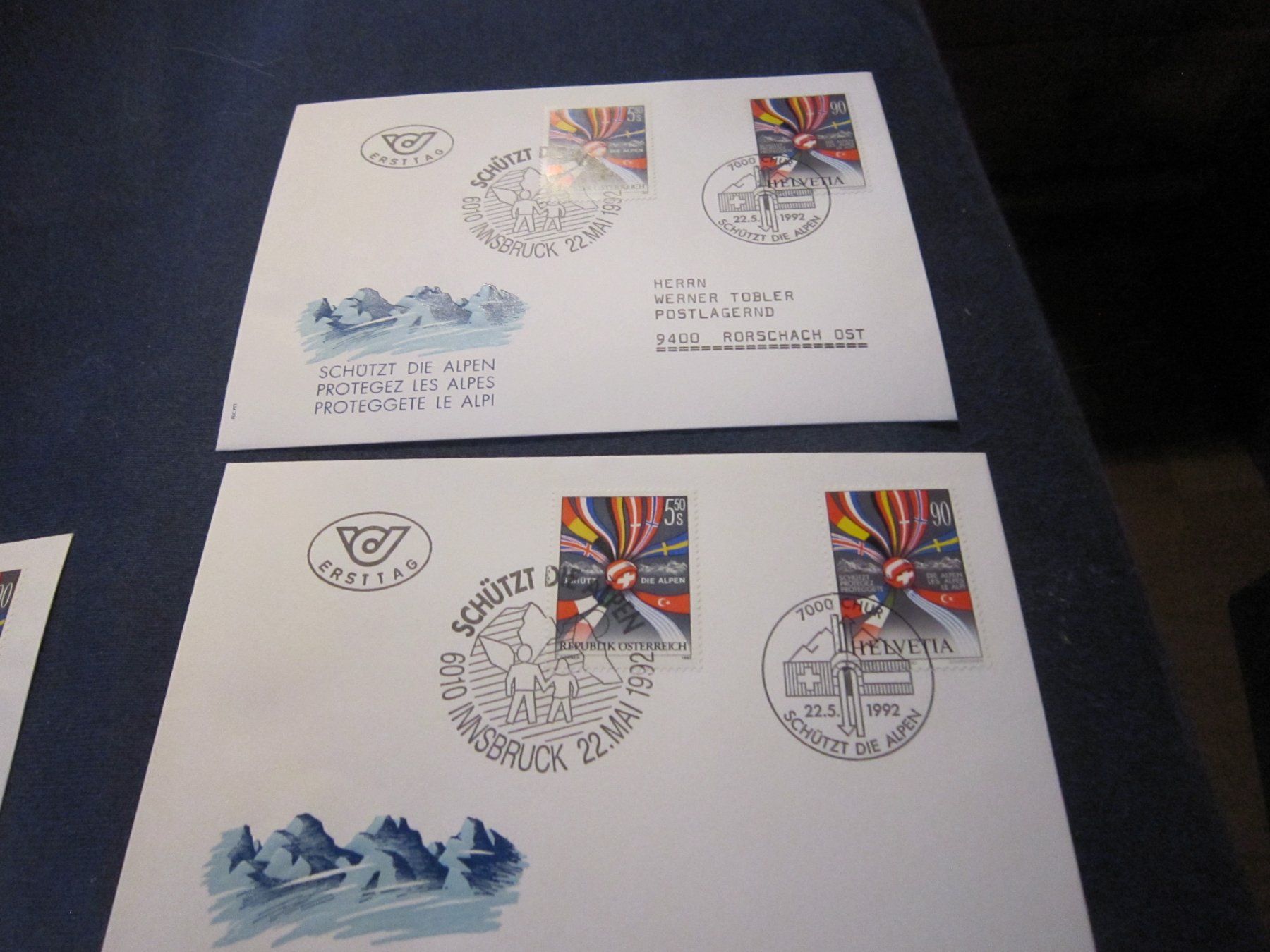 Tutti i francobolli: CH 1992 FDC GEmeinschaftsausgabe 2 x mit AK Stempel – Usato da Gordola venduto da Polentaefung 1