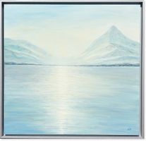 Handgemaltes Originalbild – Ruhevolle Landschaft in Blau