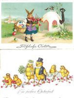 Ostern fröhliche Ostern 2 AK Hase Eier Kücken ab 1927 Motiv