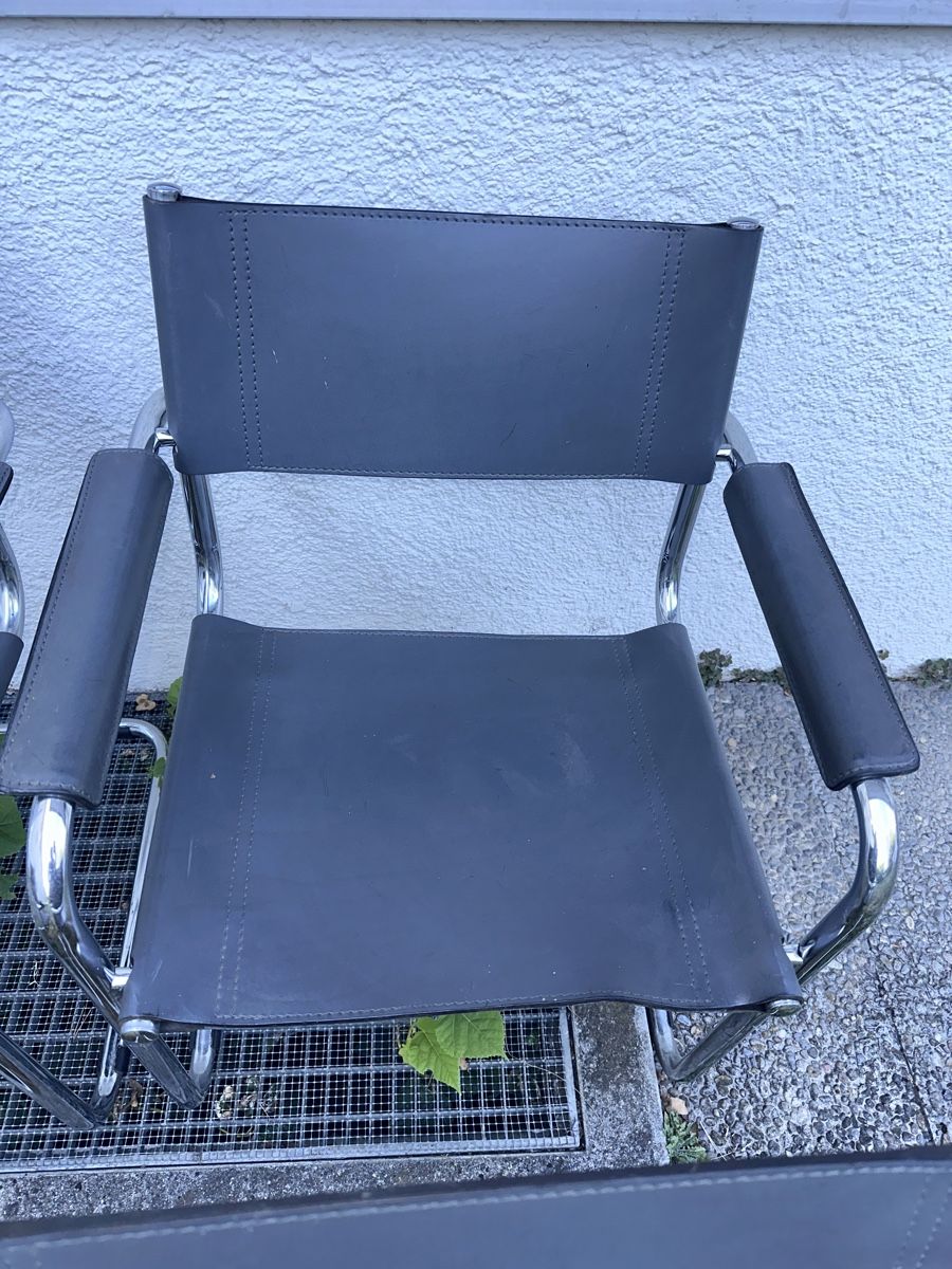 Sedie: 4x Stühle Leder Metall Freischwinger – Usato da Winterthur venduto da aod_hsv7 3