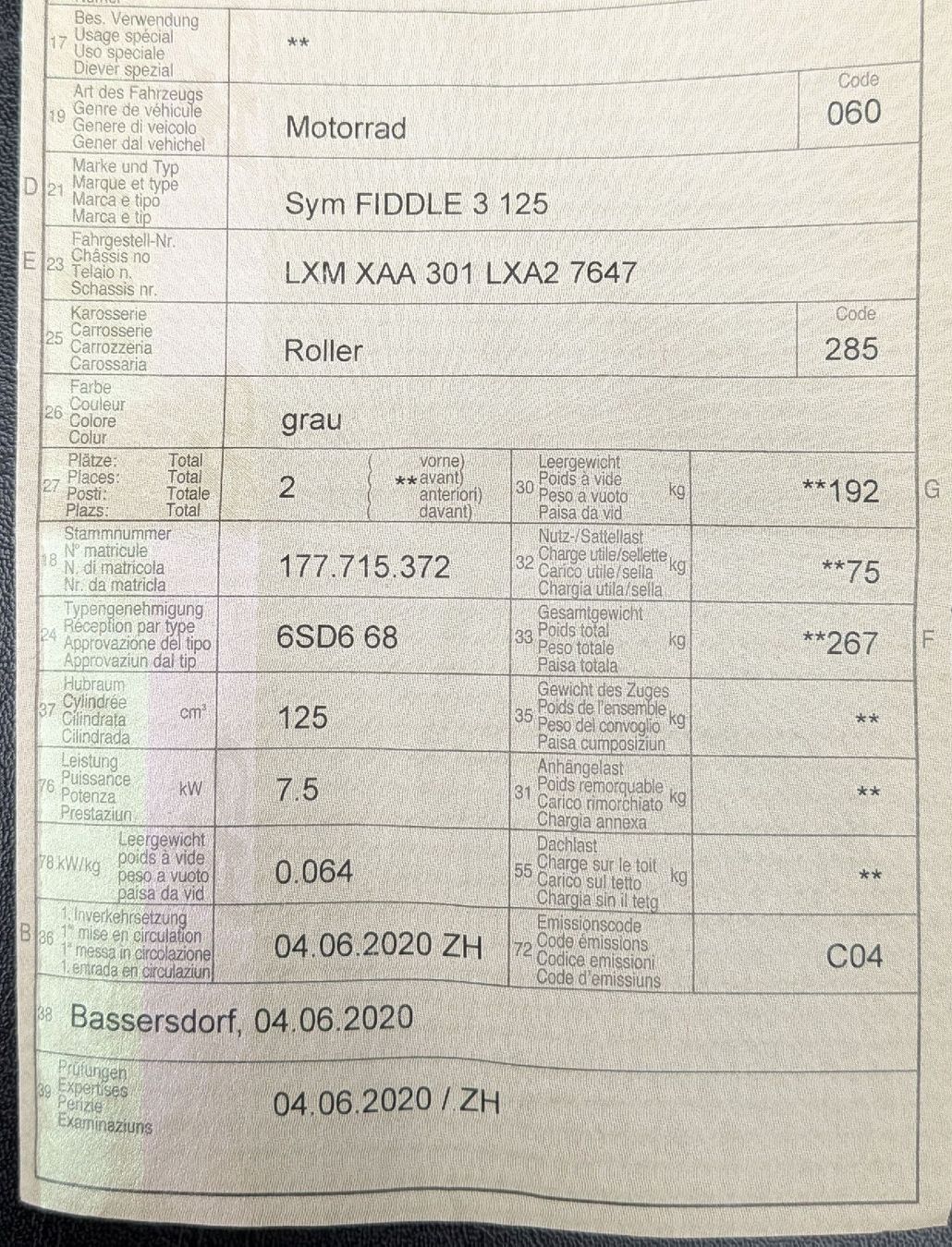 Sym Scooter: Roller SYM Fiddle 3 125ccm – Usato da Bassersdorf venduto da Thg31 3