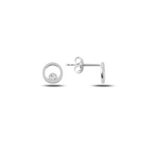 Ohrstecker rund Kreis Zirkonia rund Silber 925 Silber 8mm