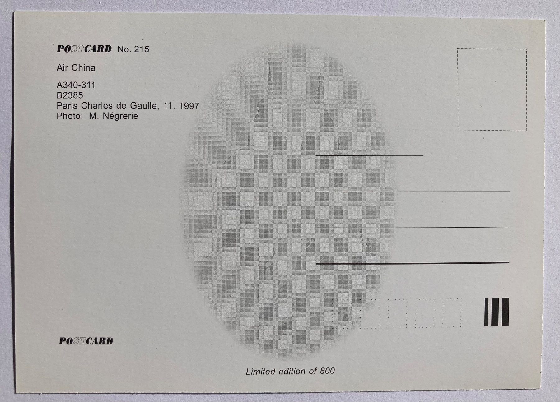 Cartoline postali: Postcard A340-311 Air China – Usato da Lugano venduto da sel_x7bg 1