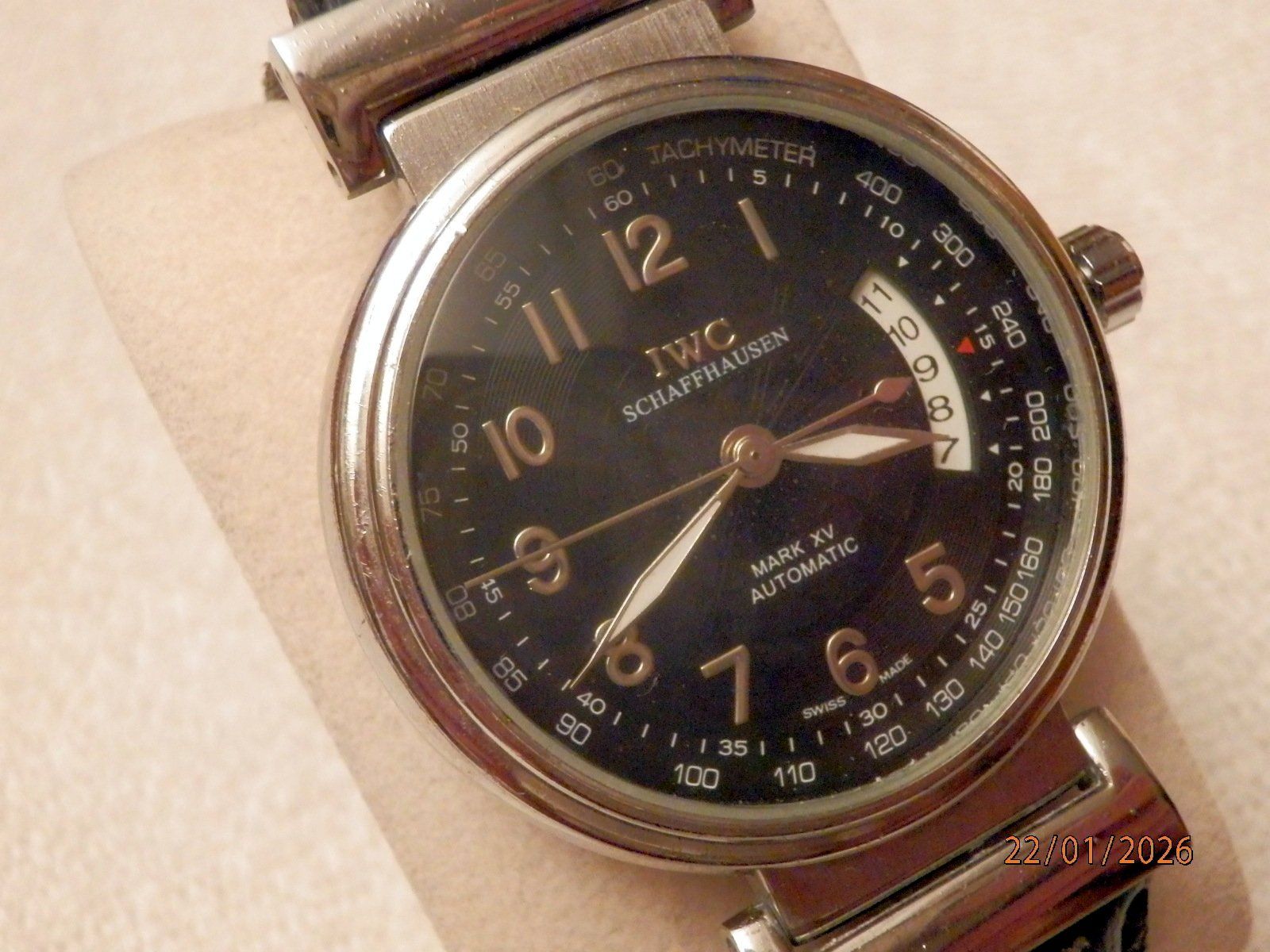 IWC Orologi: IWC Mark XV, Automatic, Datum, Glasboden, Tachimeter, 41mm – Usato da Ueberstorf venduto da dinbau