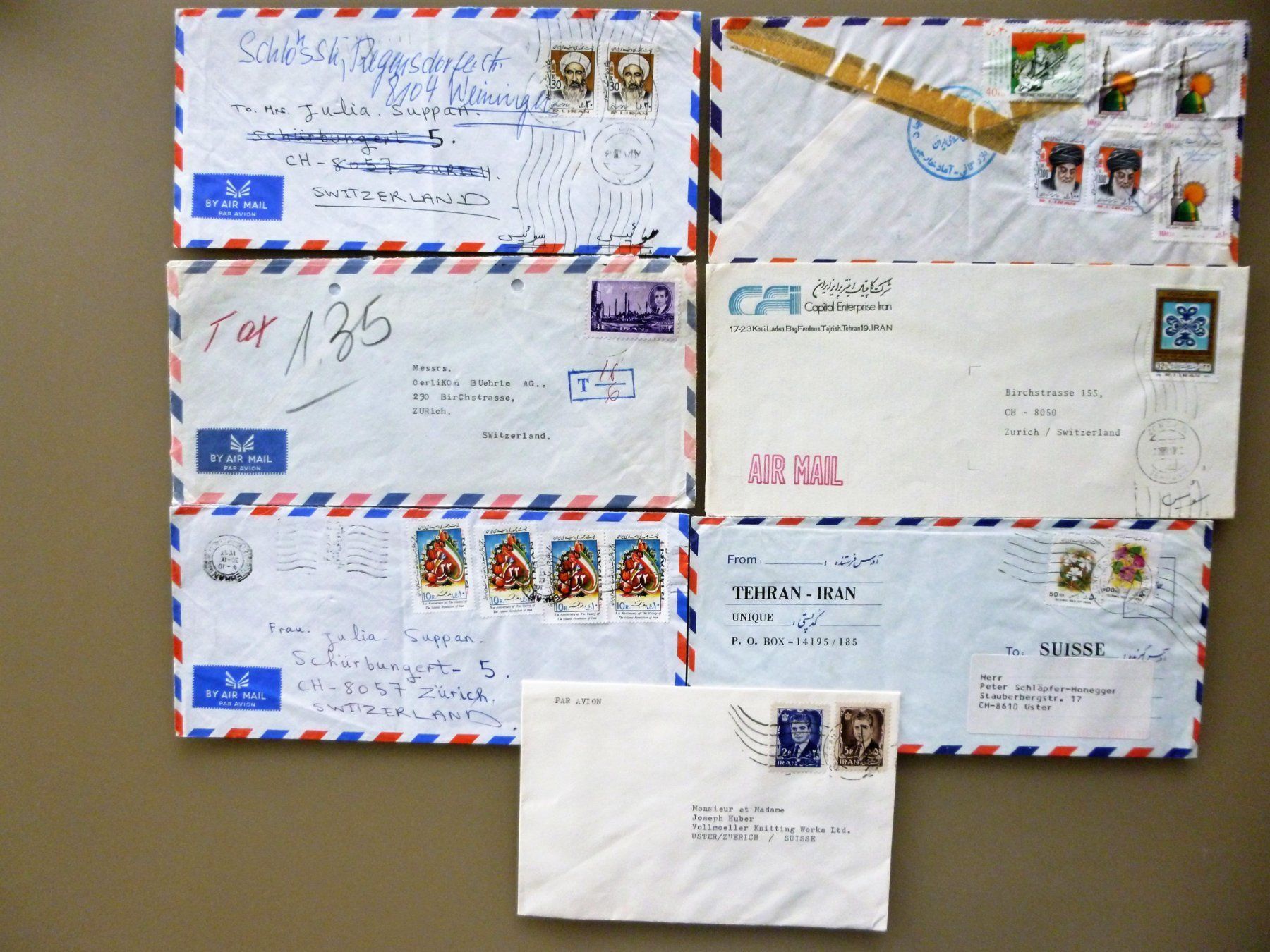 Alle Briefmarken: IRAN / PERSIEN - Lot: 7 Bedarfsbriefe – Gebraucht aus Uster von schepus23 1
