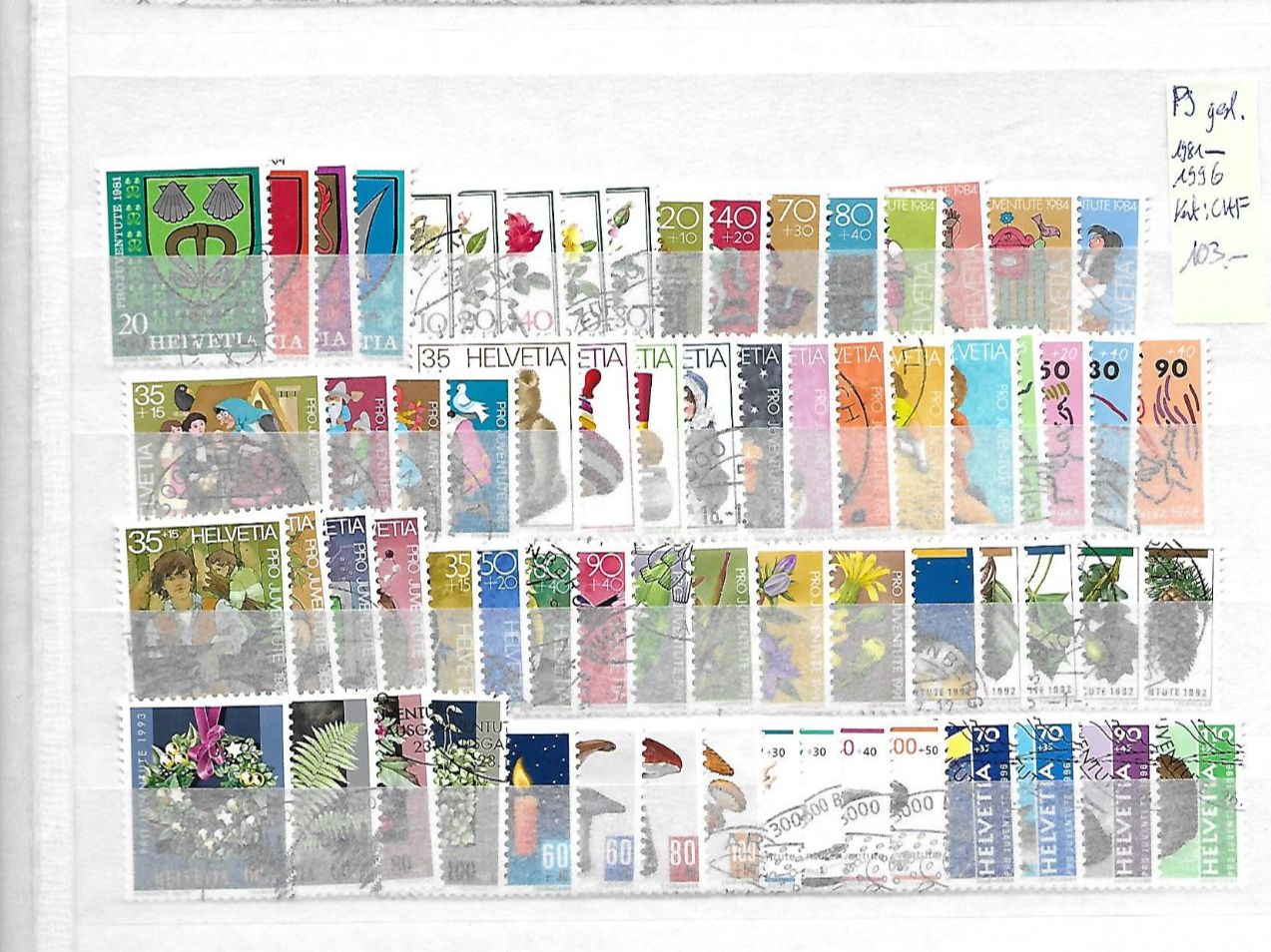 Tutti i francobolli: PJ 1981 - 1996 gest. Kat: CHF 103.- – Usato da Basel venduto da Ilp