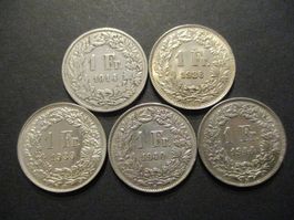 5 x 1.- Fr  1914-36-39-40-44  Superbes pièces Top