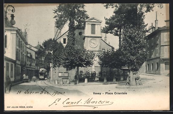 Cartoline postali: AK Vevey, Place Orientale, Strassenbahn – Usato da Berlin venduto da bartko-reher