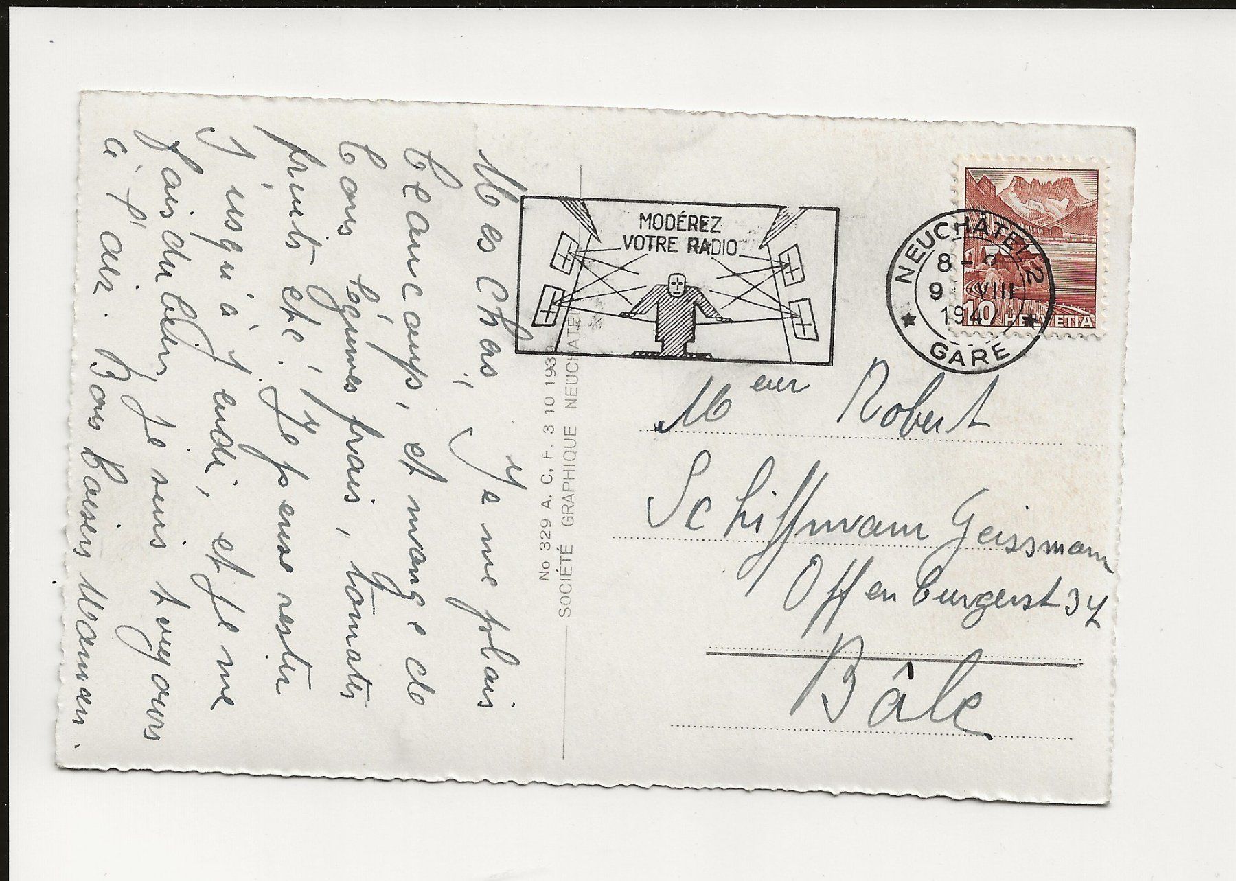 Cartoline postali: AK  1947 St. Blaise Neuenburgsee – Usato da Greifensee venduto da 315WDO 1