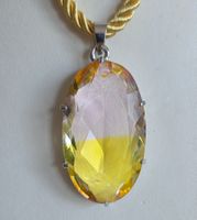 Collier Ametrin Anhänger oval facettiert gelb violett neu