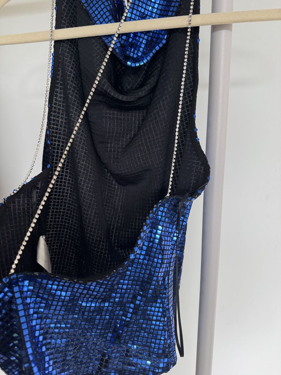 Zara Tops: Zara Metallic Blue Party Top mit open-back – Gebraucht aus Zürich von di_archive 3