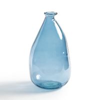 Große Dekovase aus blau getöntem Glas im modernen Vintage-S