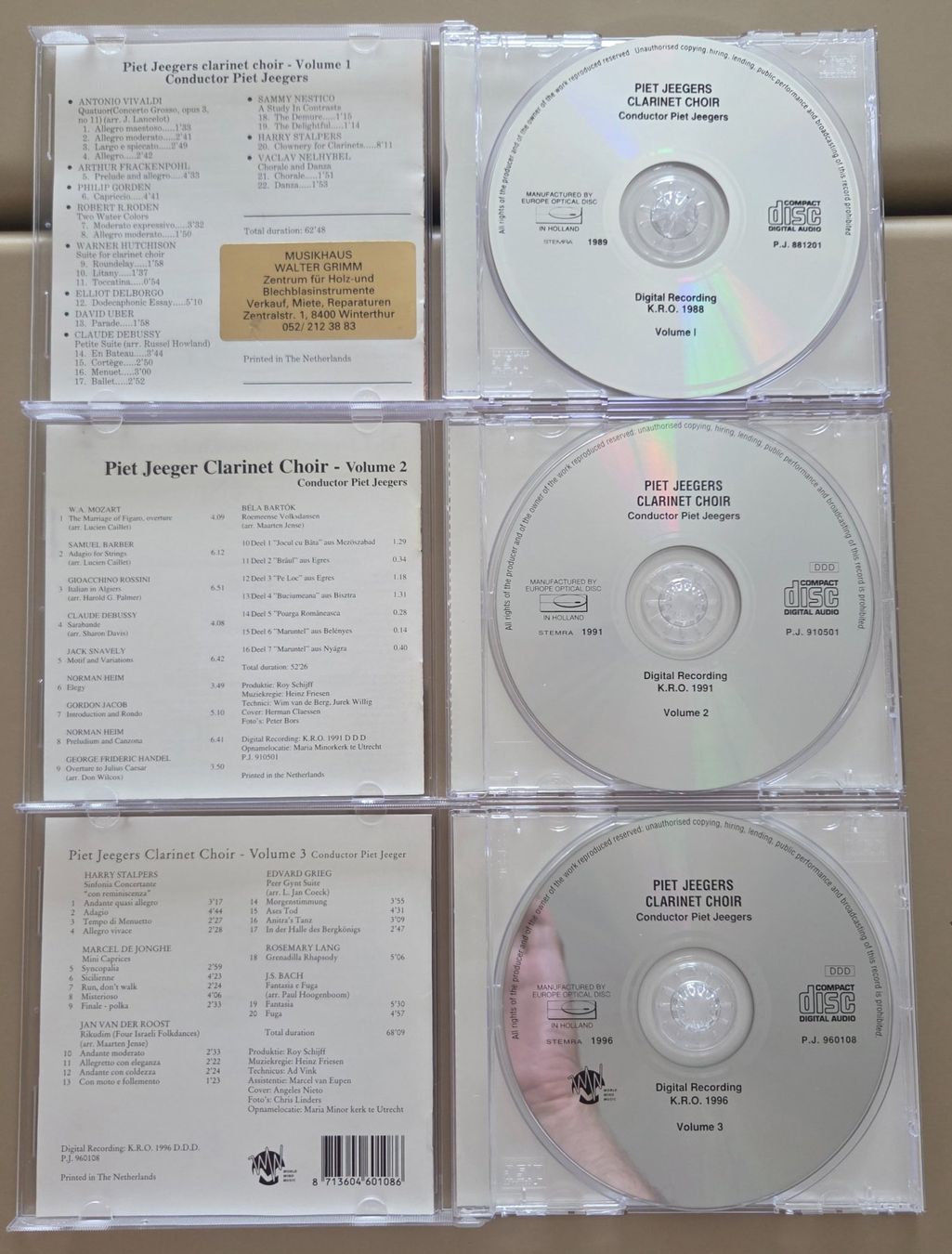 CDs: PIET JEEGERS Clarinet Choir - 3 CD Set – Gebraucht aus Wilen b. Wollerau von weiherblick 2