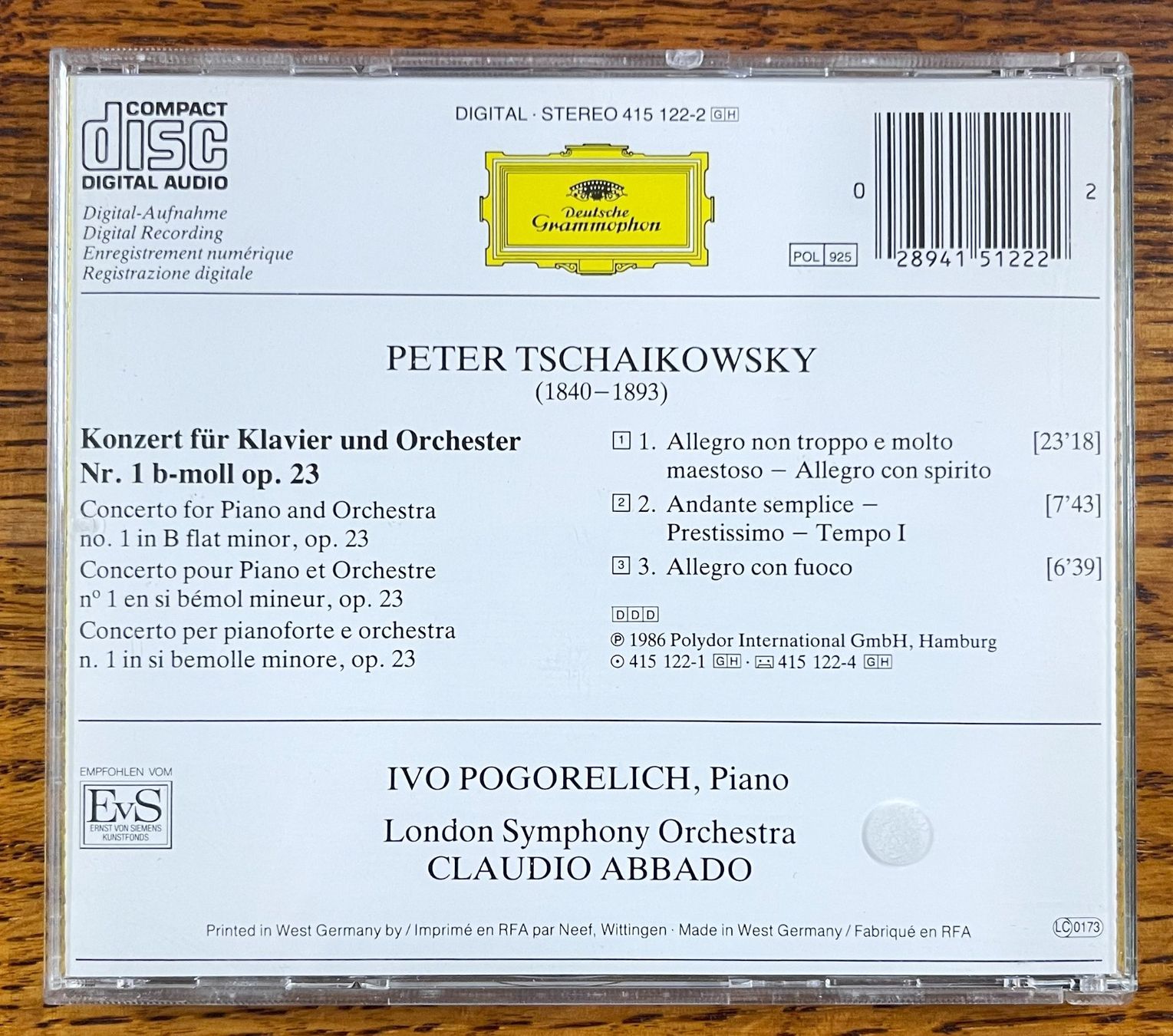 CD: TSCHAIKOWSKY - KLAVIERKONZERT NO.1 CD – Usato da Oftringen venduto da Vucki 1