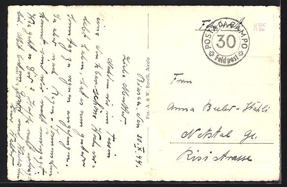 Cartoline postali: AK Biasca, Ponte S. Petronilla, 1944 – Usato da Berlin venduto da bartko-reher 1