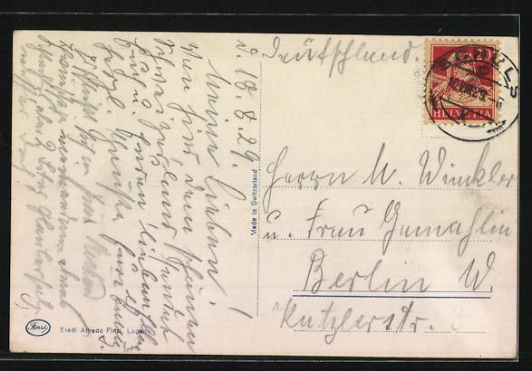 Cartoline postali: AK Schuls, Totalansicht mit Kirche, 1929 – Usato da Berlin venduto da bartko-reher 1