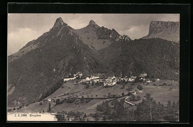 Ansichtskarten: AK Gruyère, Teilansicht mit Bergen – Gebraucht aus Berlin von bartko-reher