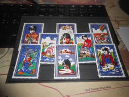 Briefmarken-Set IYC 1979 Kinder mit Schiff Flugzeug Zug