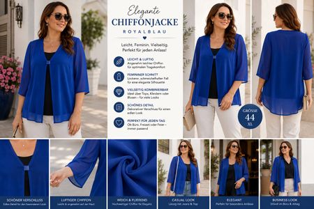 Damen Bolero Royalblau Gr. 44 XL Abendjacke cardigan