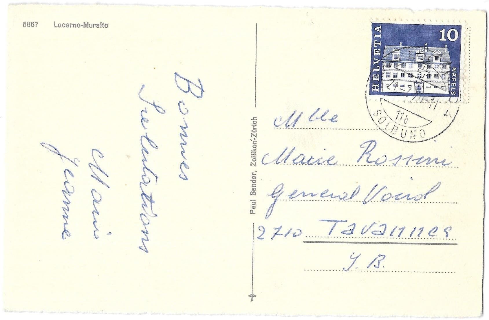 Cartoline postali: Locarno - Muralto mit Segelschiffen – Usato da Olten venduto da clotaldi 1