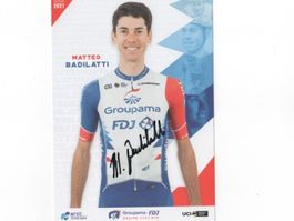Autogrammkarte von Radrennfahrer Matteo Badilatti CH