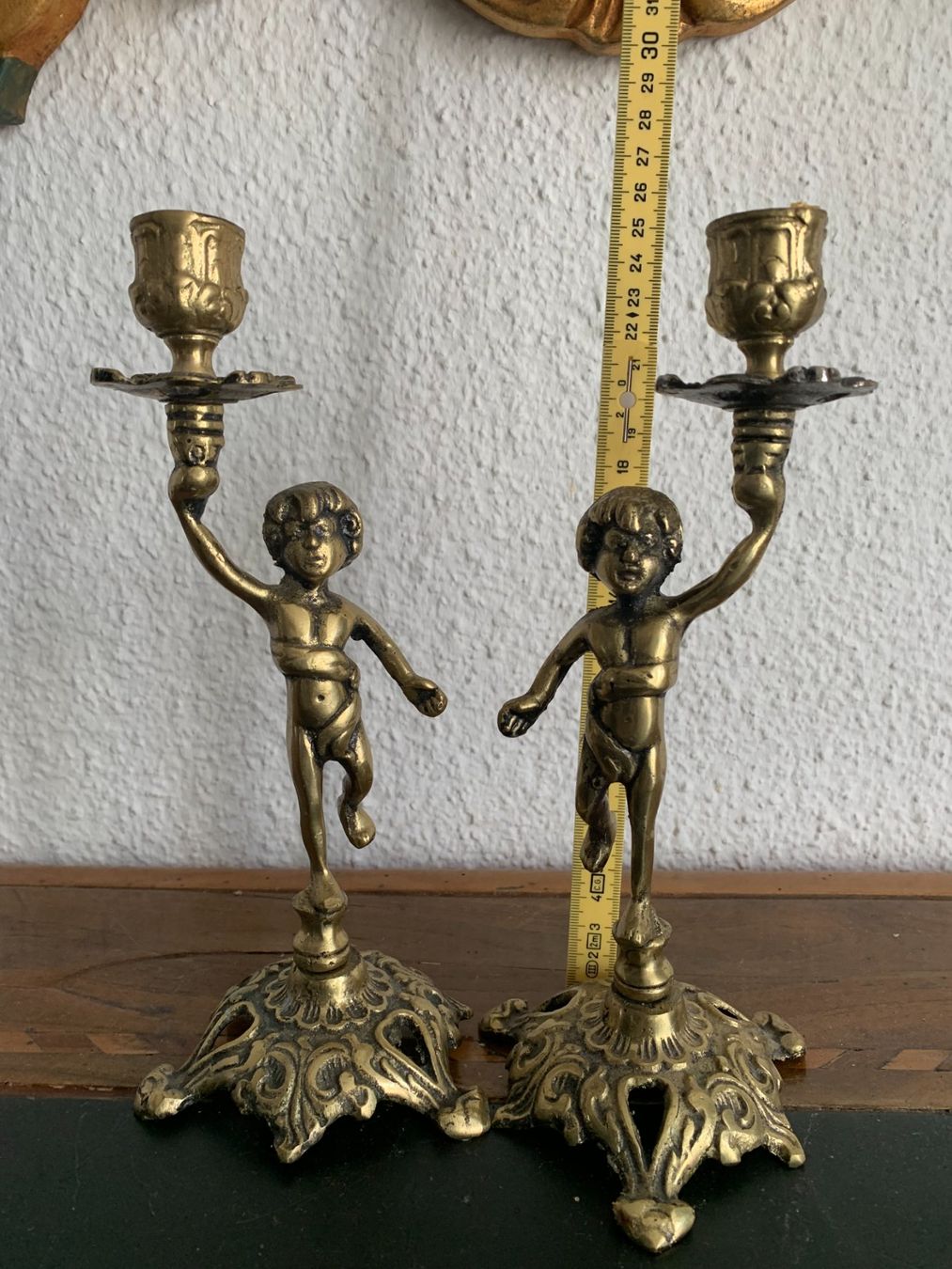 Kerzenständer: 2 Cherubin Messing Kerzenständer - Spieglbildlich - Putten – Gebraucht aus Zürich von ZHtobi 5