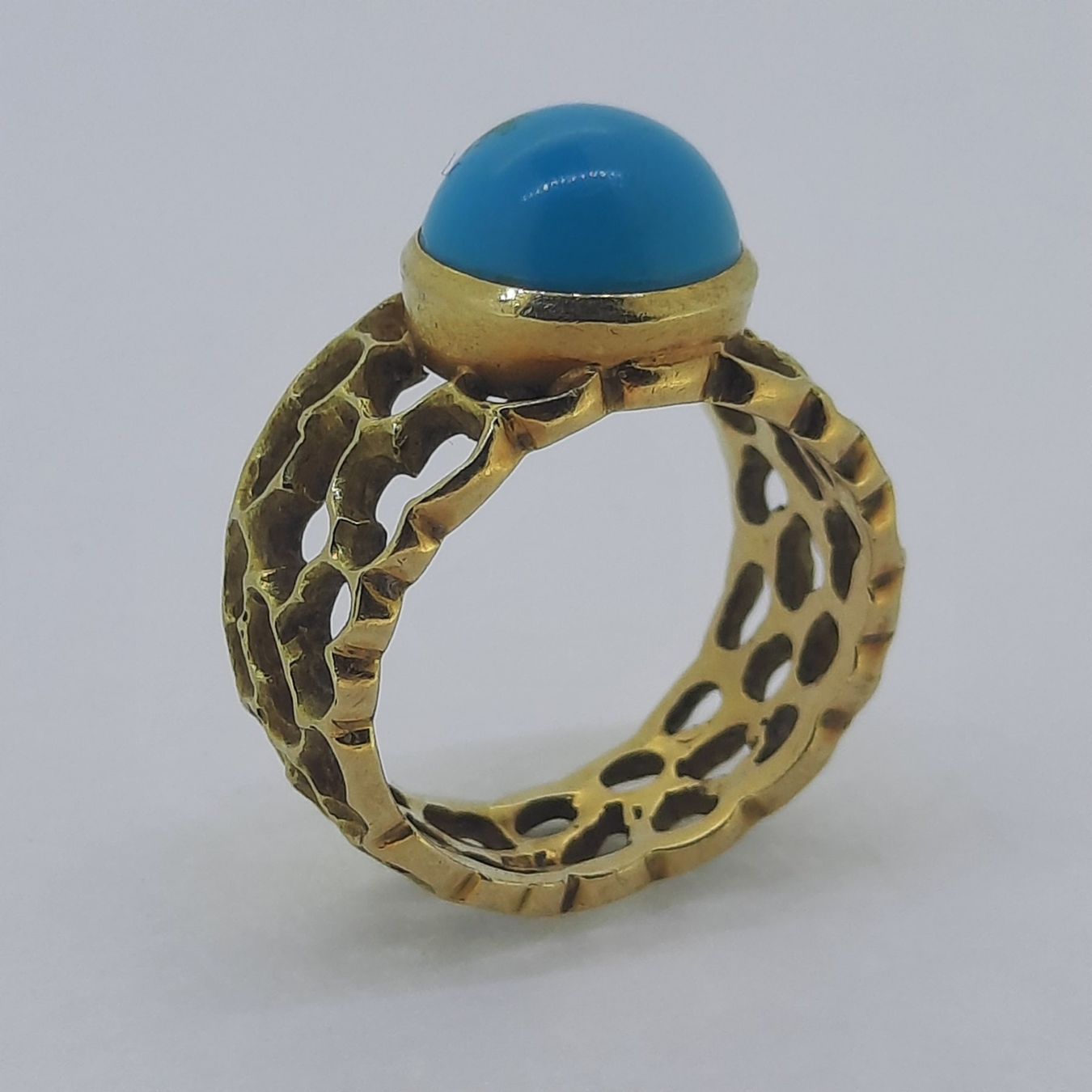 Anelli: Wunderschöner Goldring mit einem Türkis Edelstein – Usato da Unterägeri venduto da Altgoldschmuck 3