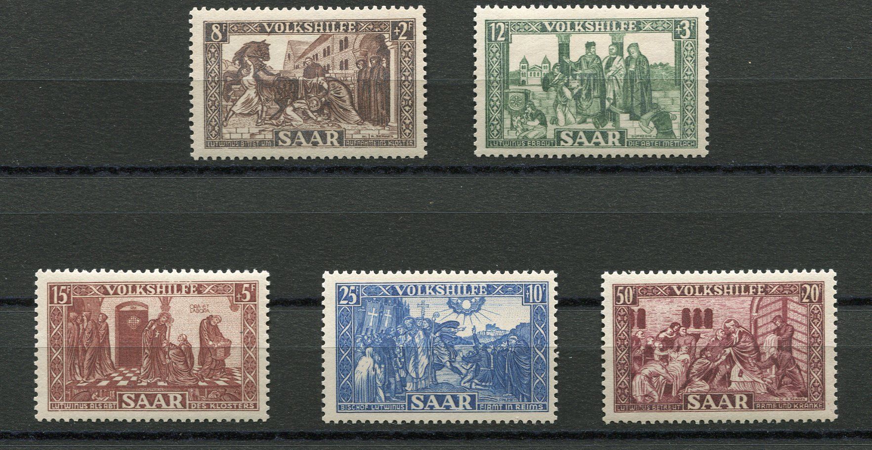 Tutti i francobolli: Saarland 1950 - Mi Nr. 299-303** – Nuovo (secondo la descrizione) da Opfikon venduto da Prophila