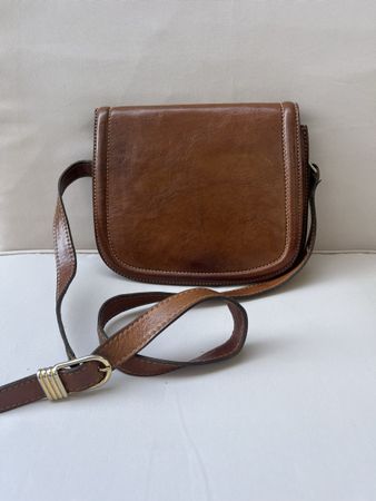 Pollini Vintage Leder Umhängetasche Braun – Made in Italy