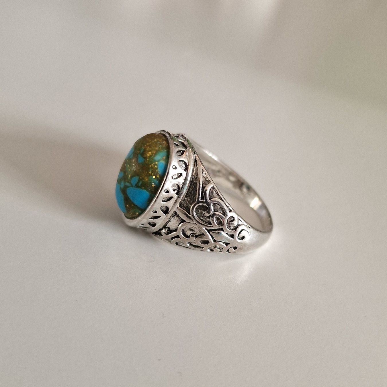 Anelli: Vintage Silberring mit Türkis-Stein, Grösse 58 – Usato da Birr venduto da sen_8djr 3