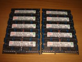 10 stück 4gb ddr3 PC3 10600 (1333) für Laptop. Alle gleich.