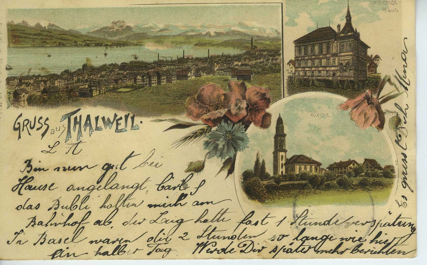 Cartoline postali: Thalwil - Thalweil Litho1902 – Usato da Schleitheim venduto da Pmschlaate