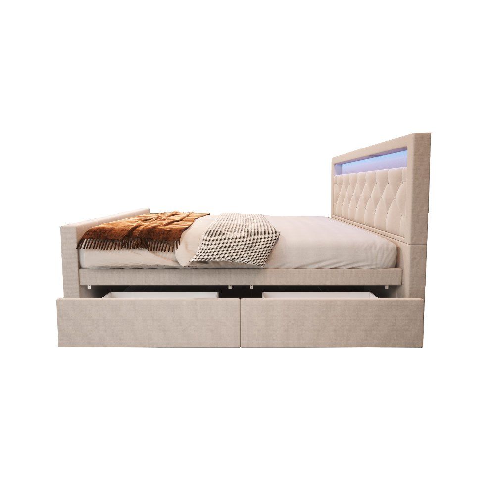 Betten: LED Polsterbett VERA - 140x200cm - Beige – Neu und originalverpackt aus Wallenwil von toesstal-vertrieb 3