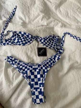 Bikini 2-Teiler Zaful blau weiss neu