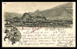 Lithographie Sion, Vue Panoramique, 1899