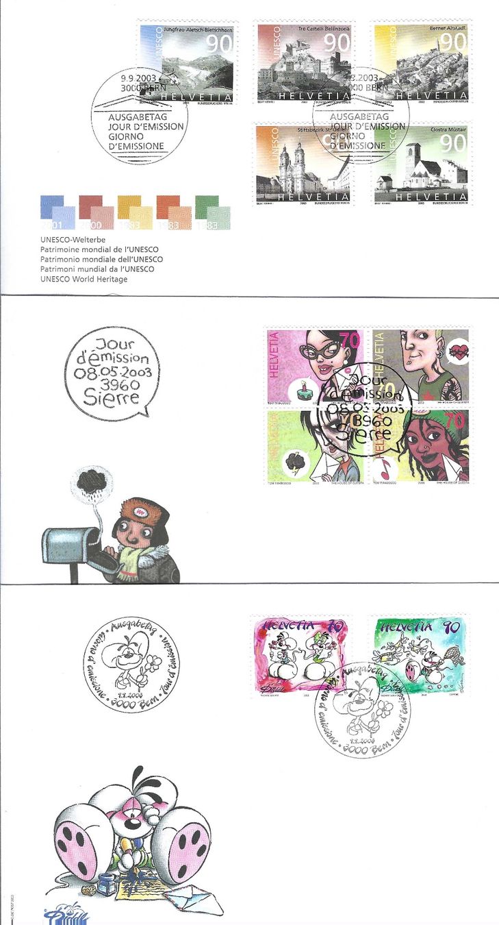 Tutti i francobolli: CH 13 Stück FDC 2003 – Usato da Koblenz venduto da Markenhimmel 2