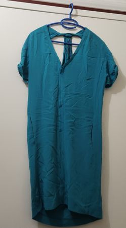 Robe Maje Soie Tunique Bleue Nue Dos Taille M