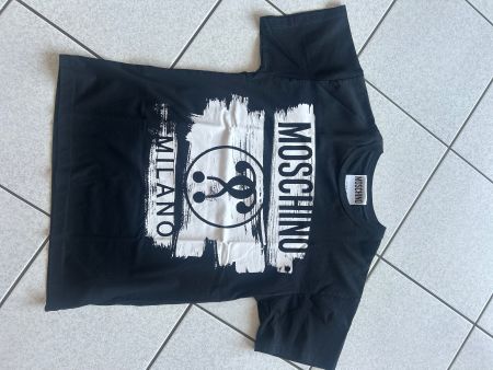 T-Shirt Moschino Milano schwarz Logo Druck gebraucht