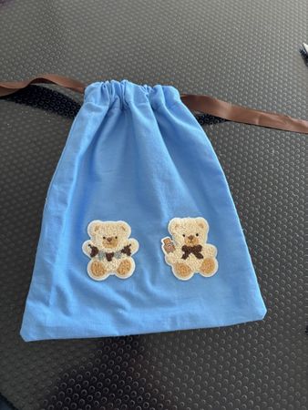 Stoffbeutel mit Teddybären Motiv blau Kordelzugtasche neu
(5